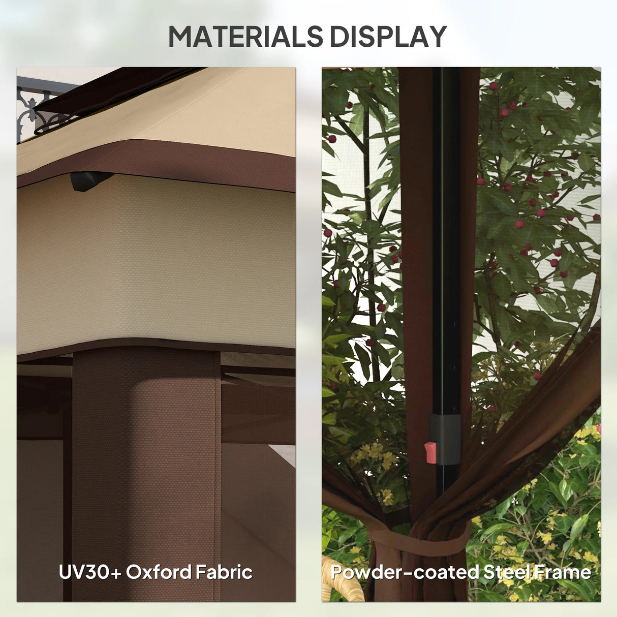 Outsunny 3 x 3(m) Pop Up Gazebo, Height Adjustable Instant Event Shelter with Netting and Carrying Bag, Beige