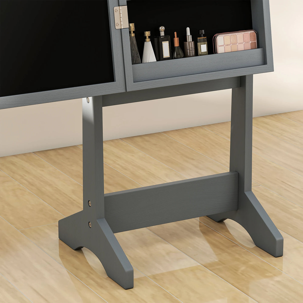 HOMCOM Freestanding Mirrored Jewellery Storage Cabinet - Grey