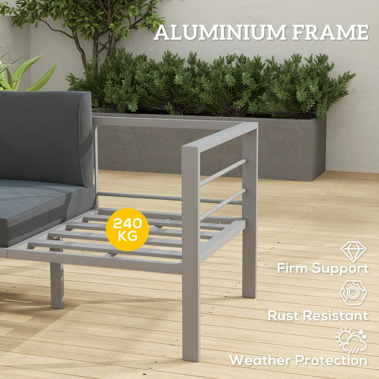 Outsunny Two-Seater Aluminium Garden Sofa - Grey