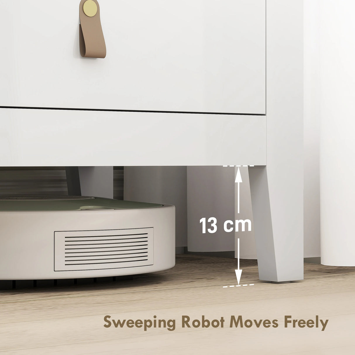 HOMCOM Bedroom Chest of Drawers, Modern 4 Drawer Dresser Cabinet with PU Leather Handles and Metal Runners for Living Room, Hallway, Entryway, White