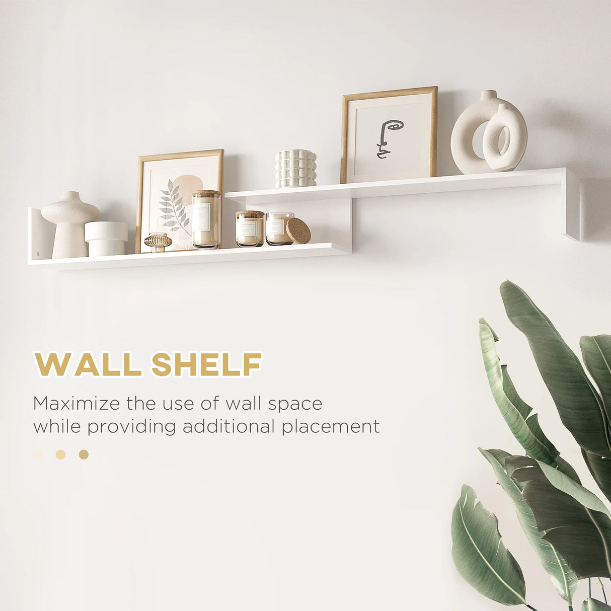 HOMCOM TV Cabinet with Wall Shelf for Wall-Mounted 65" TVs or Standing 40" TVs - White and Natural