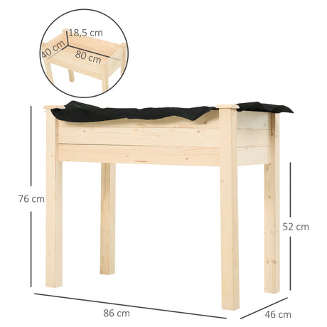 Outsunny Garden Wooden Planters14 Rectangular Raised Bed,Flower Box, Fir Wood Indoor/Outdoor, Oak Tone, 86L x 46W x 76Hcm