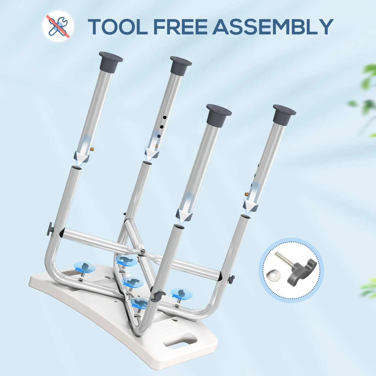 HOMCOM 44-51.5cm Aluminium Frame Shower/Bath Stool - Grey