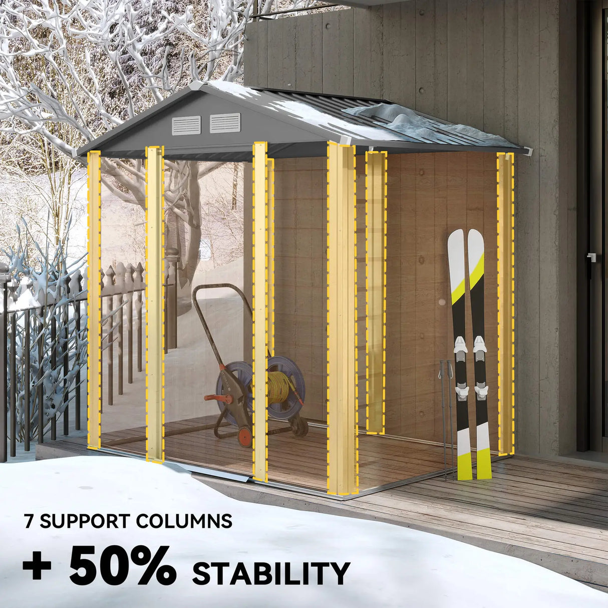 Outsunny 6.5 x 5ft Metal Garden Shed, House Hut Gardening Tool Storage with Ventilations, Sliding Door, Sloped Roof for Garden, Patio, Brown