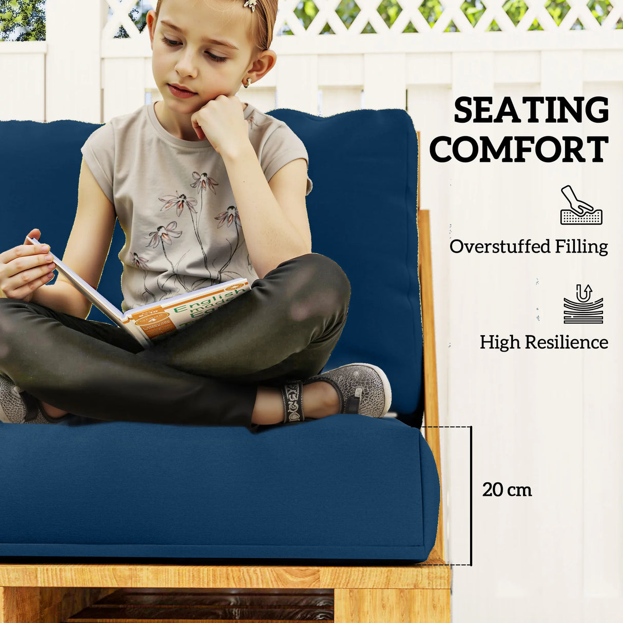 Outsunny Two Piece Seat Pallet and Back Cushions - Navy Blue