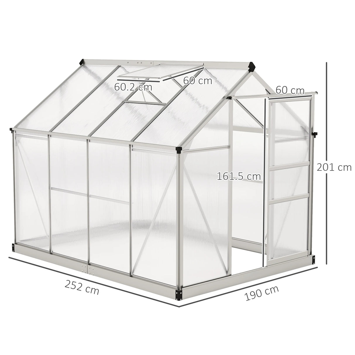 Outsunny 6 x 8ft Walk-In Greenhouse, with Sliding Door - Clear
