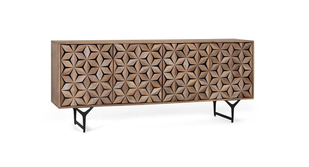 Giner and Colomer Mango Wood Sideboard With Metal Accents