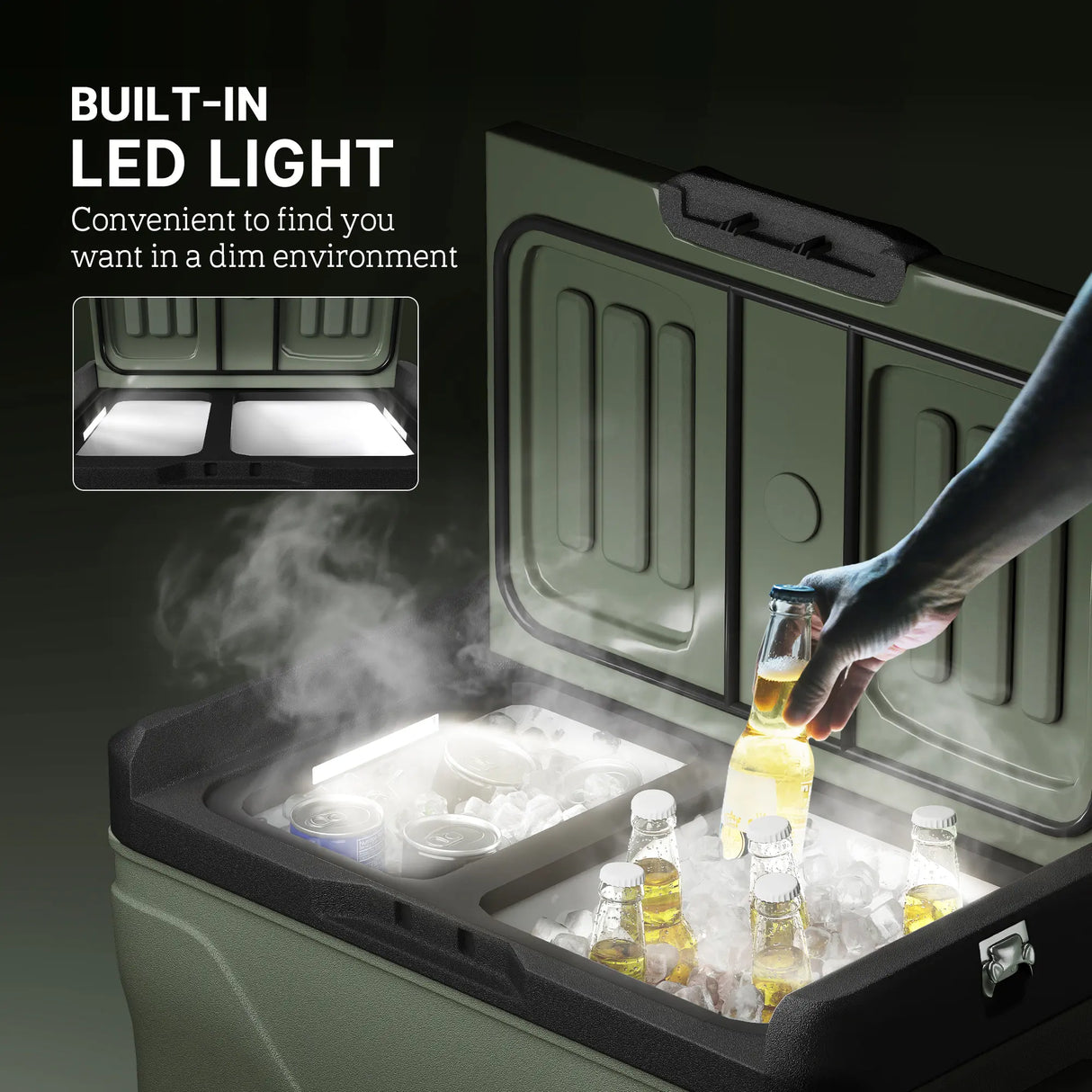 Outsunny 45L Two Compartment Car Fridge Cooler - Green