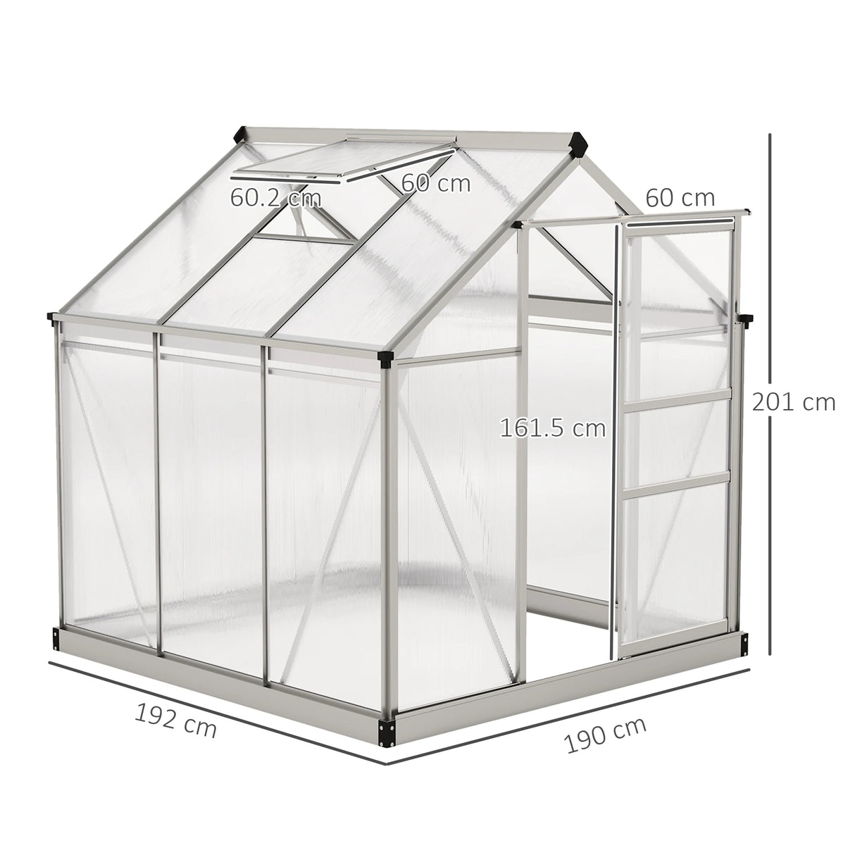 Outsunny 6 x 6ft Polycarbonate Greenhouse - Clear
