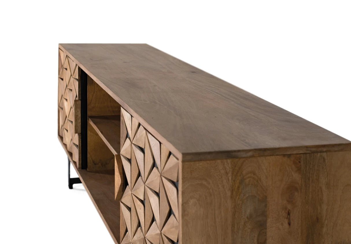 Giner and Colomer Mango Wood TV Stand With Metal Accents