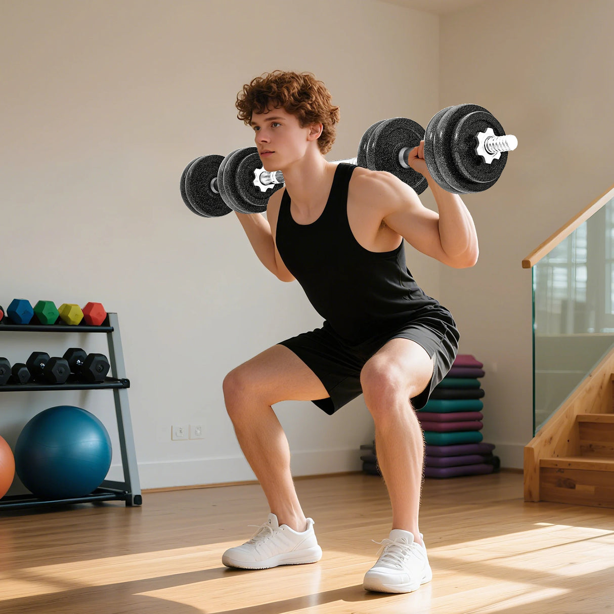 SPORTNOW 2-in-1 Adjustable Dumbbells Set, 30kg Weights Dumbbells Set with Non-Slip Grip for Strength Training, Weight Lifting, Bodybuilding, Home Gym Workout Equipment for Men & Women