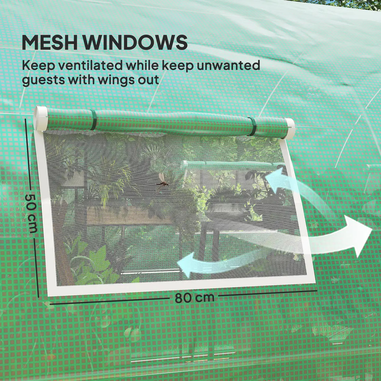 Outsunny Polyethylene Upgraded Structure Walk-in Polytunnel Greenhouse, 6 x 3(m), Green