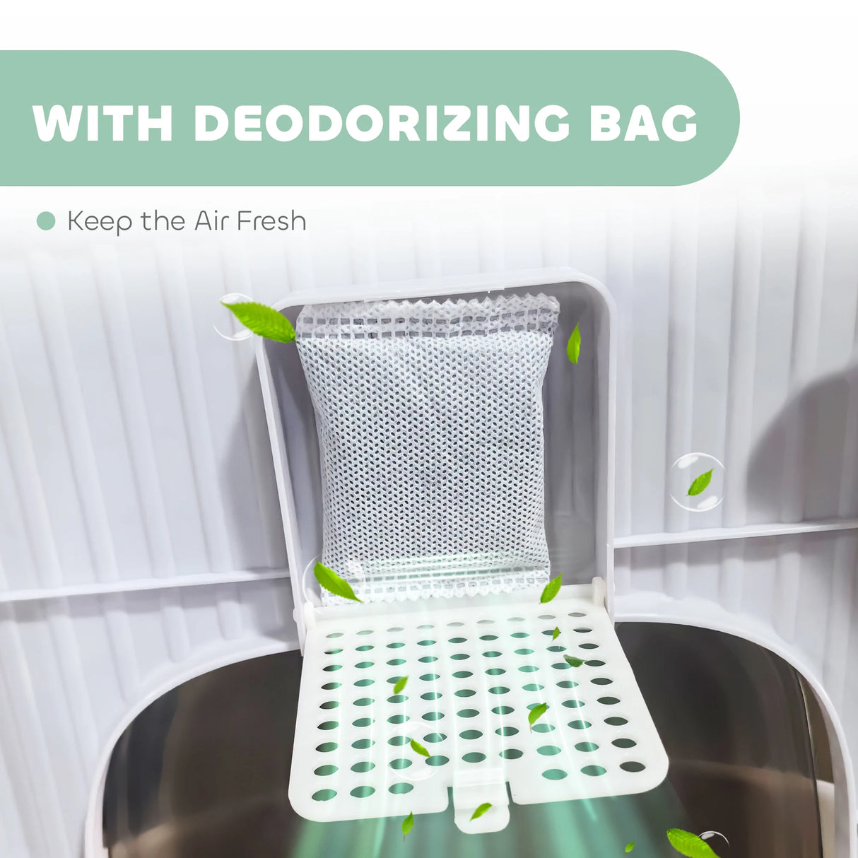 PawHut Cat Litter Box with Lid, Scoop, Deodorisation Bags, Top Entry