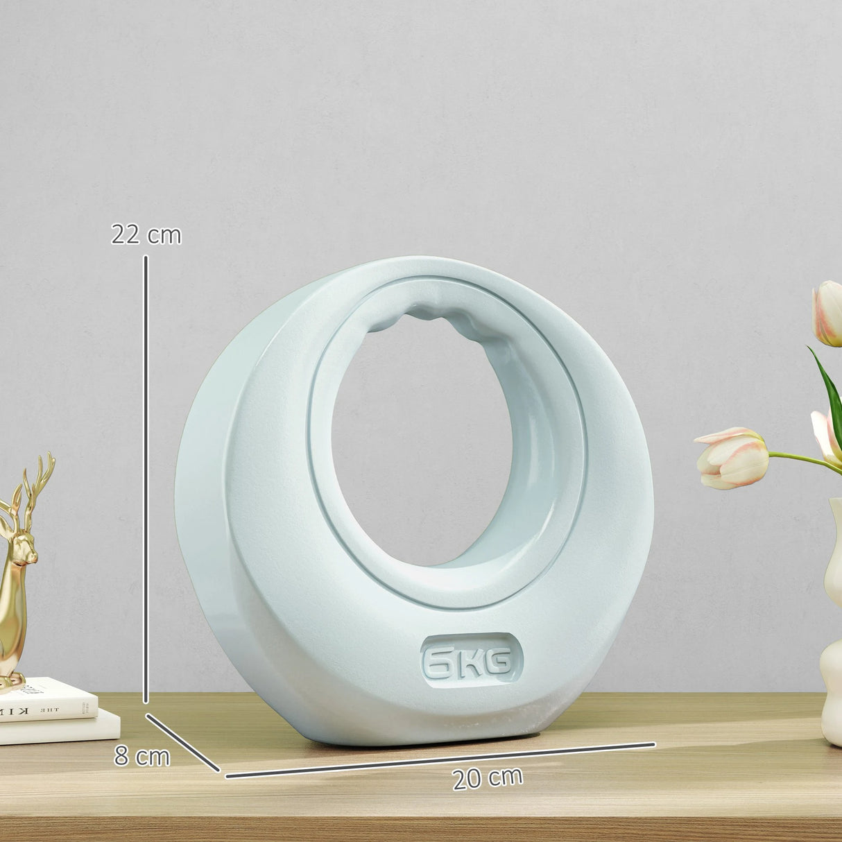 SPORTNOW 6kg Kettlebell, Kettle Bell with Wide Handle for Home Gym, Weight Lifting, Strength Training, Light Grey