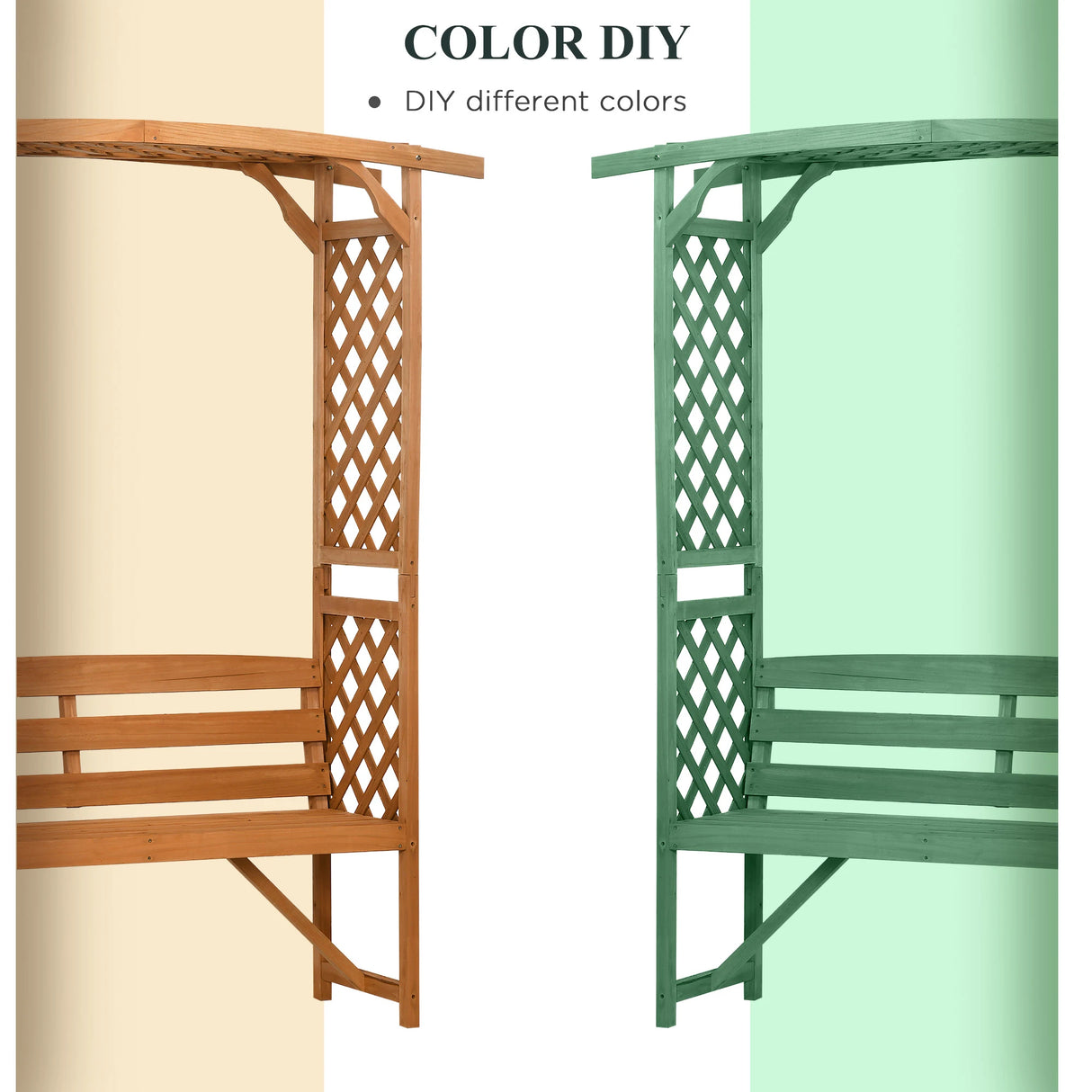 Outsunny Garden Bench, Wooden Garden Arbour with Seat for Vines/Climbing Plants, Brown