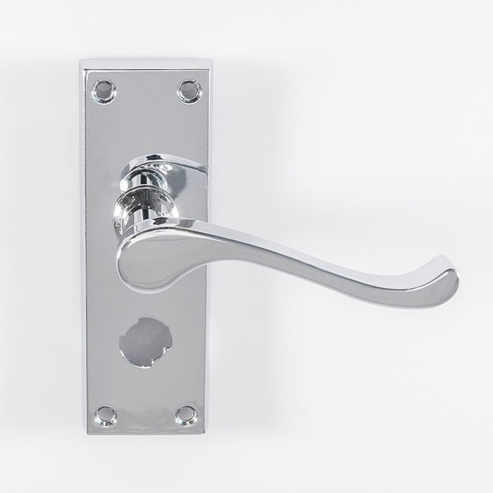 VICTORIAN SCROLL LEVER ON BACKPLATE - PRIVACY (CONTRACT RANGE) - POLISHED CHROME - 120MMX40MM - PAIR