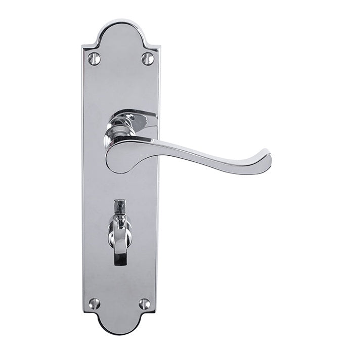 VICTORIAN SCROLL LEVER ON SHAPED BACKPLATE - BATHROOM 57MM C/C (CONTRACT RANGE) - POLISHED CHROME - 203MM X 48MM - PAIR
