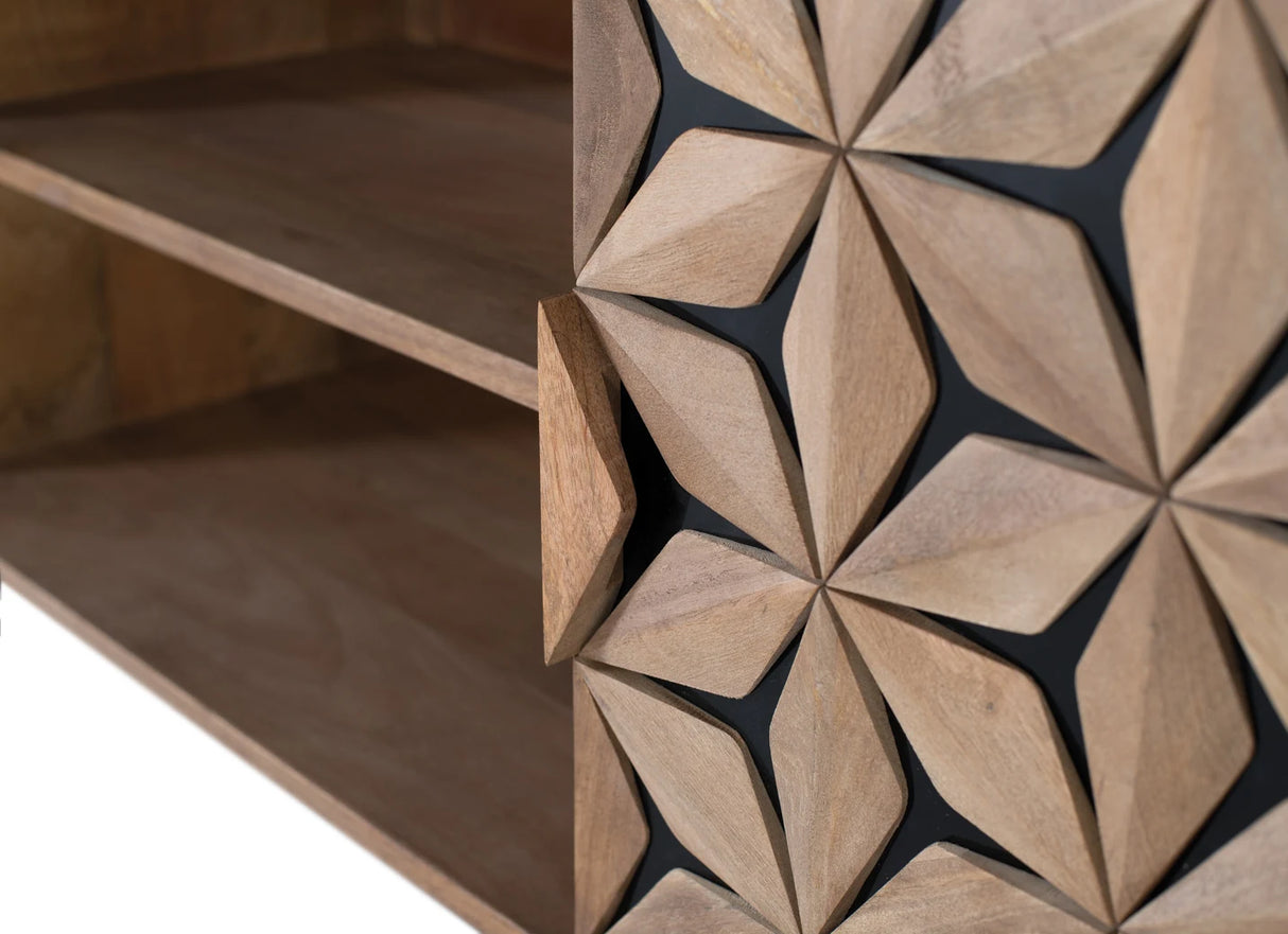 Giner and Colomer Mango Wood TV Stand With Metal Accents