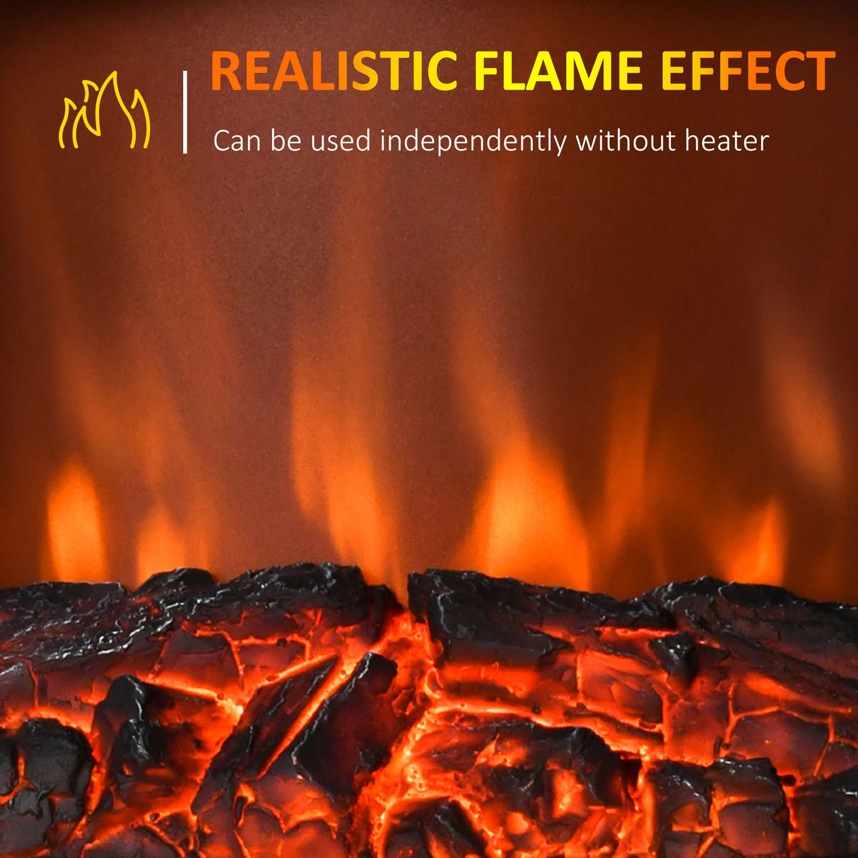 HOMCOM Contemporary Electric Fireplace Coal Burning Flame Effect Inset Fire Place Space Heater Glass View LED Lighting with Remote Control, 1000W/2000W