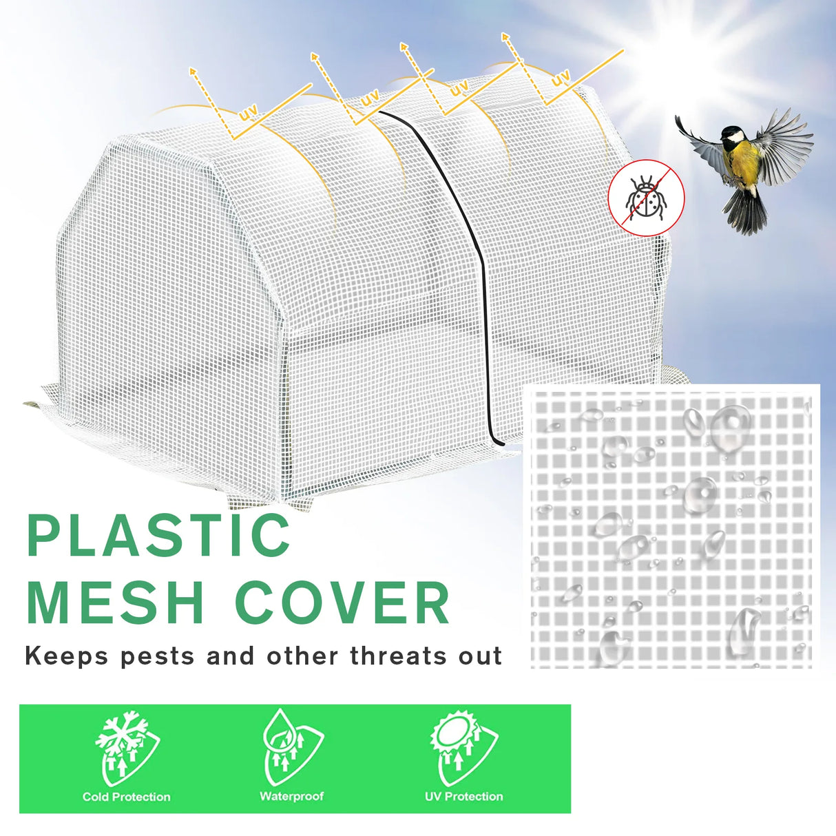 Outsunny Mini Greenhouse Grow House PVC Cover Steel Frame White 99L x 71W x 60H cm