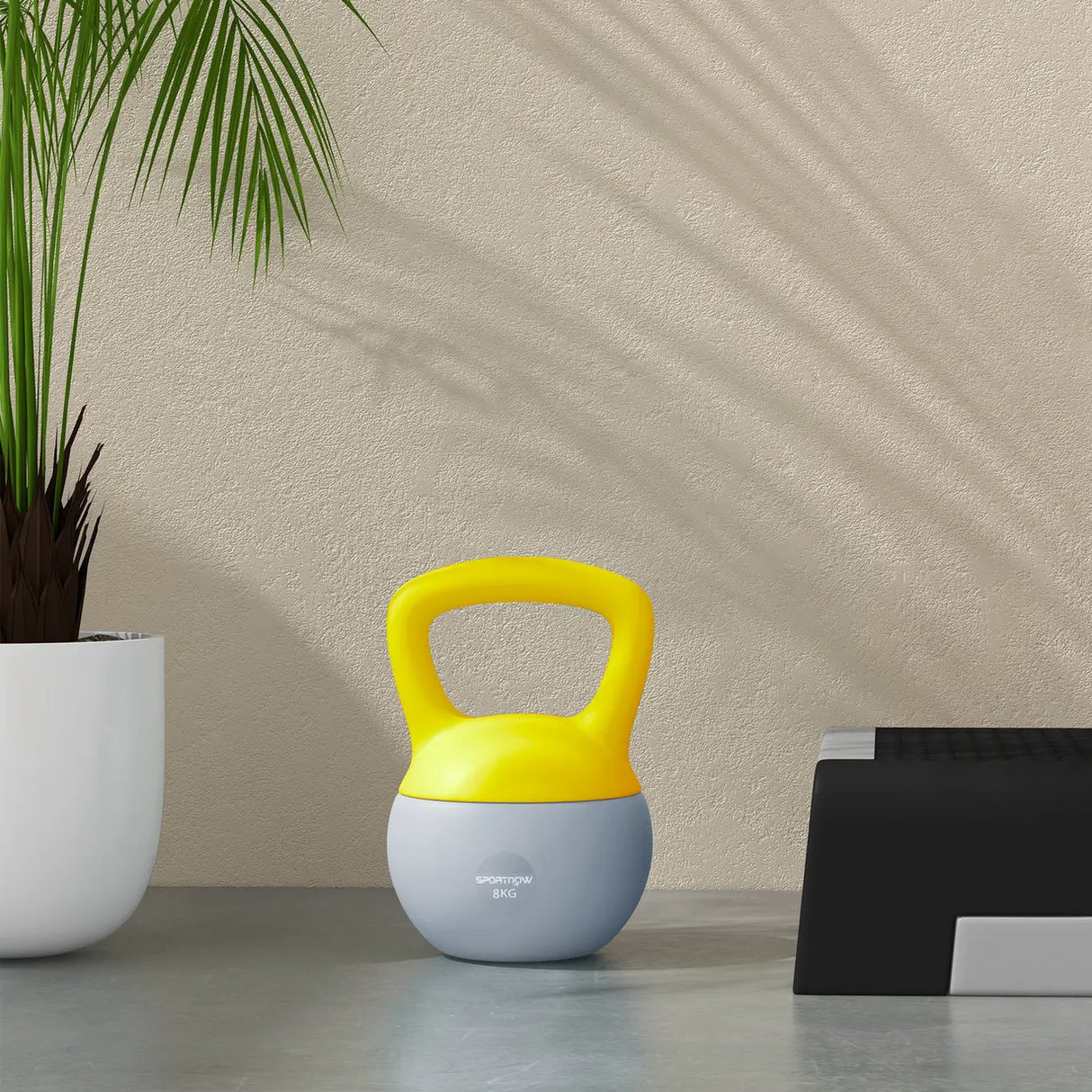 SPORTNOW 8KG Soft Kettlebell, Kettlebell with Non-Slip Handle for Home Gym, Weight Lifting, Strength Training, Yellow/Grey