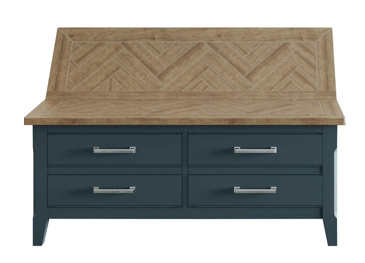 Signature Blue Coffee Table with drawers & hidden storage trunk