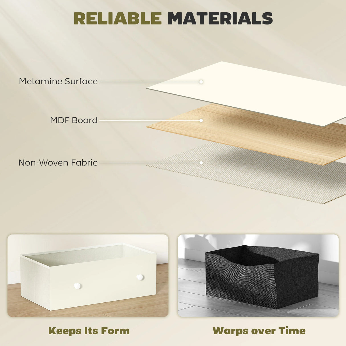 HOMCOM Chest of Drawers, Dresser with 4 Fabric Drawers - White and Grey