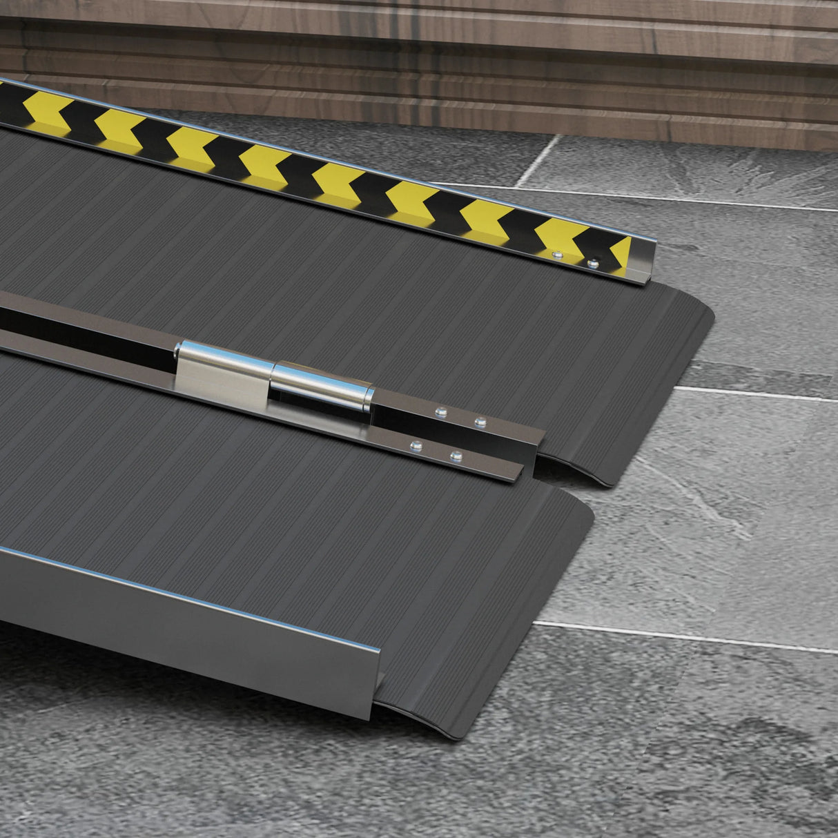 HOMCOM Wheelchair Ramp, 122L x 73Wcm, 272KG Capacity, Folding Aluminium Threshold Ramp with Non-Skid Surface, Transition Plates Above and Below for Home, Steps, Stairs, Curbs, Doorways