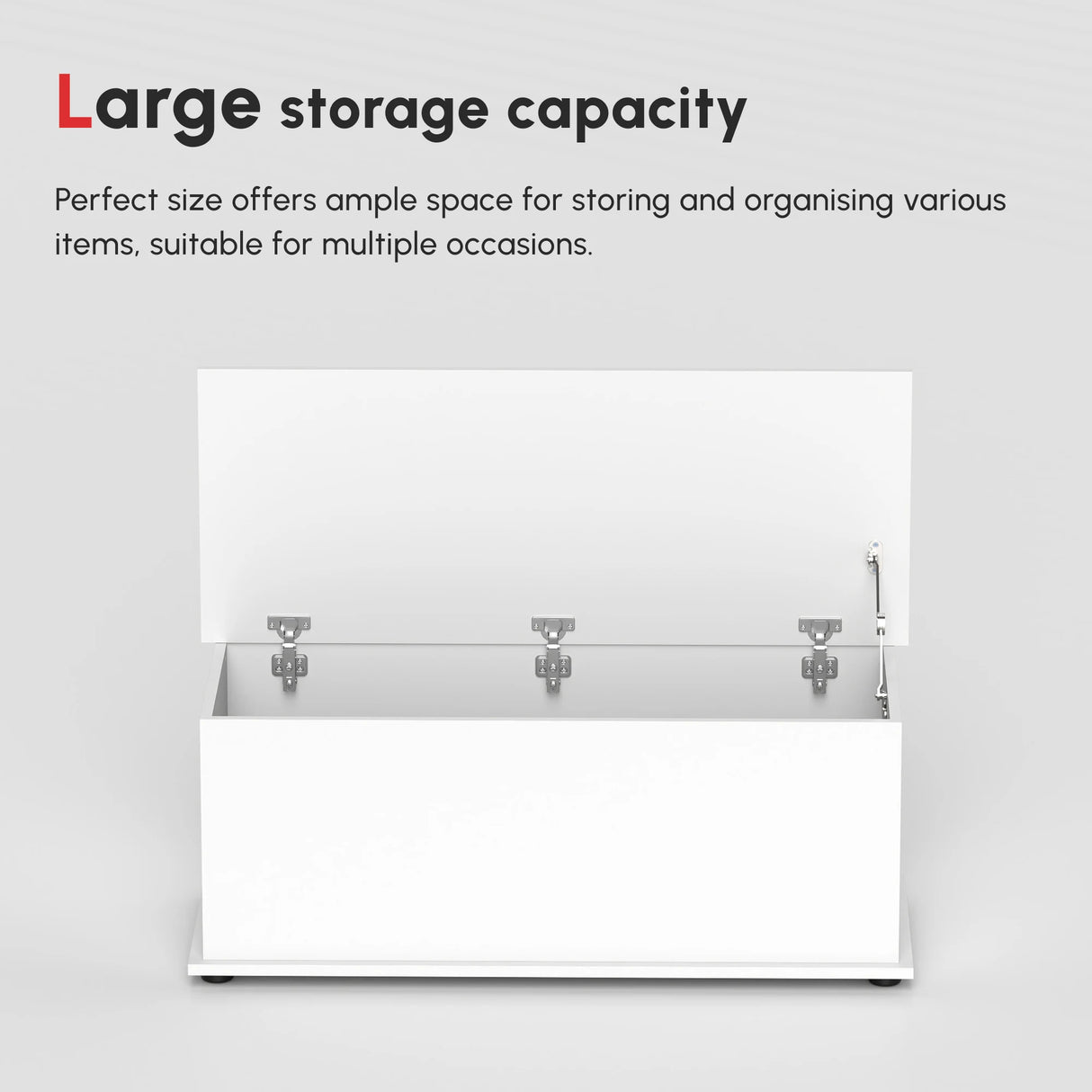 HOMCOM 113L Storage Chest, Storage Box with Flip-Top Lid and 2 Safety Hinges, Storage Trunk for Living Room, Entryway, 100 x 40 x 40 cm, White