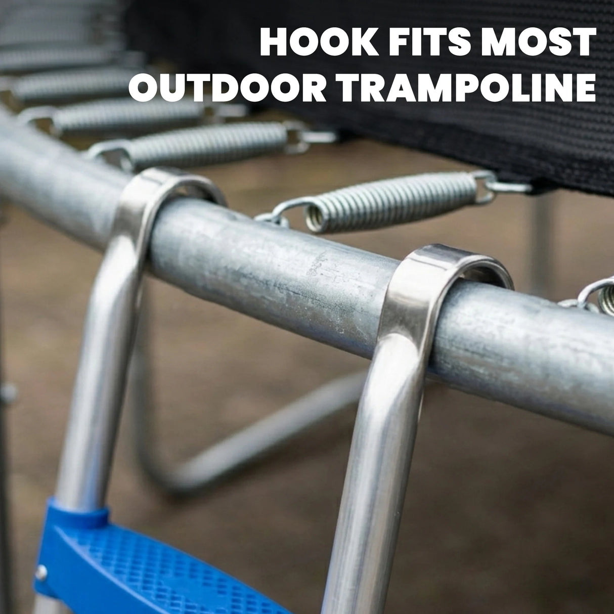 SPORTNOW Trampoline Ladder, 3-Steps with Horizontal Wide Steps, Universal Hook, Galvanised Steel Frame, 150kg Load Capacity