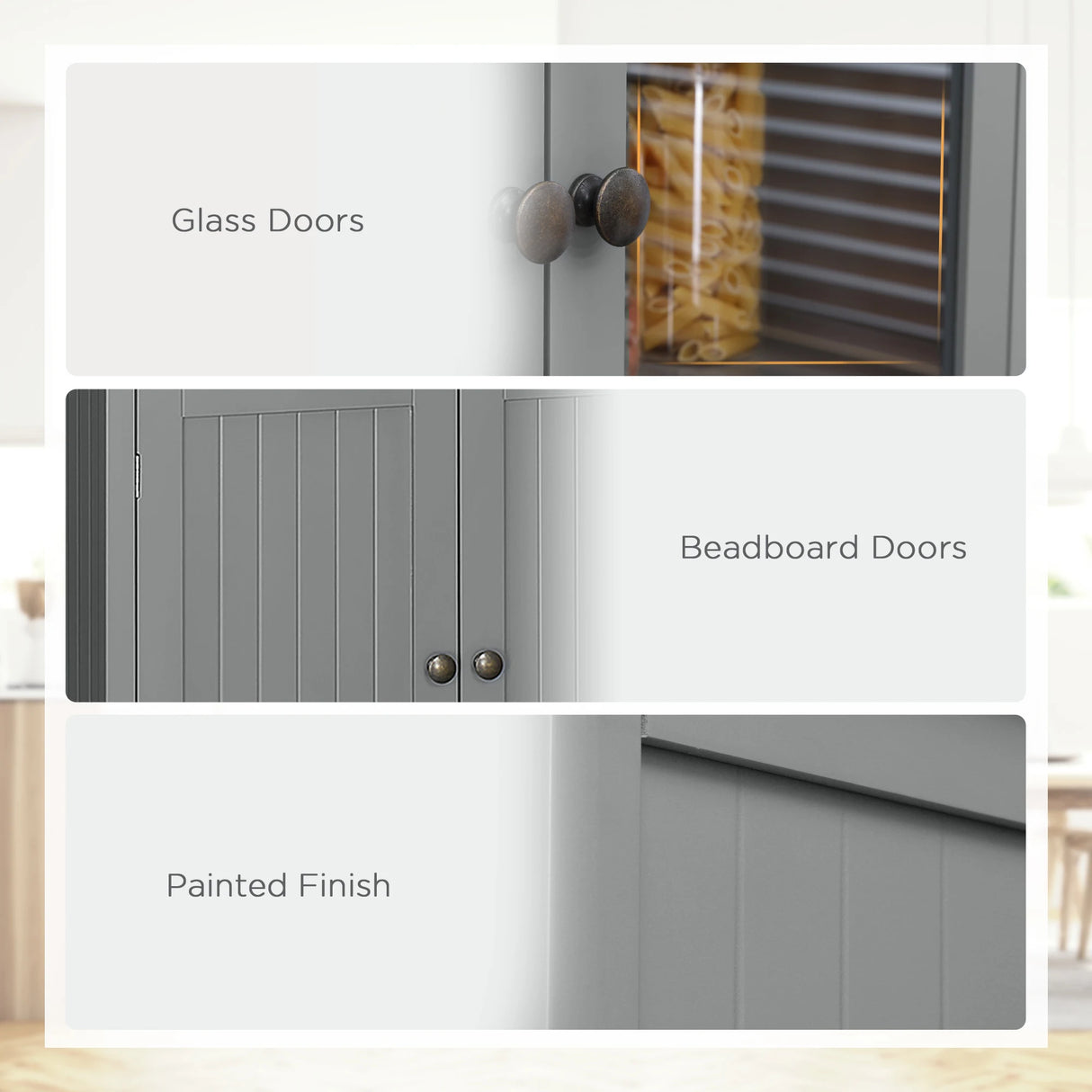 HOMCOM 180cm Tall Kitchen Pantry Cupboard, Freestanding Storage Cabinet with 5 Tier, Adjustable Shelves, Drawer, Grey