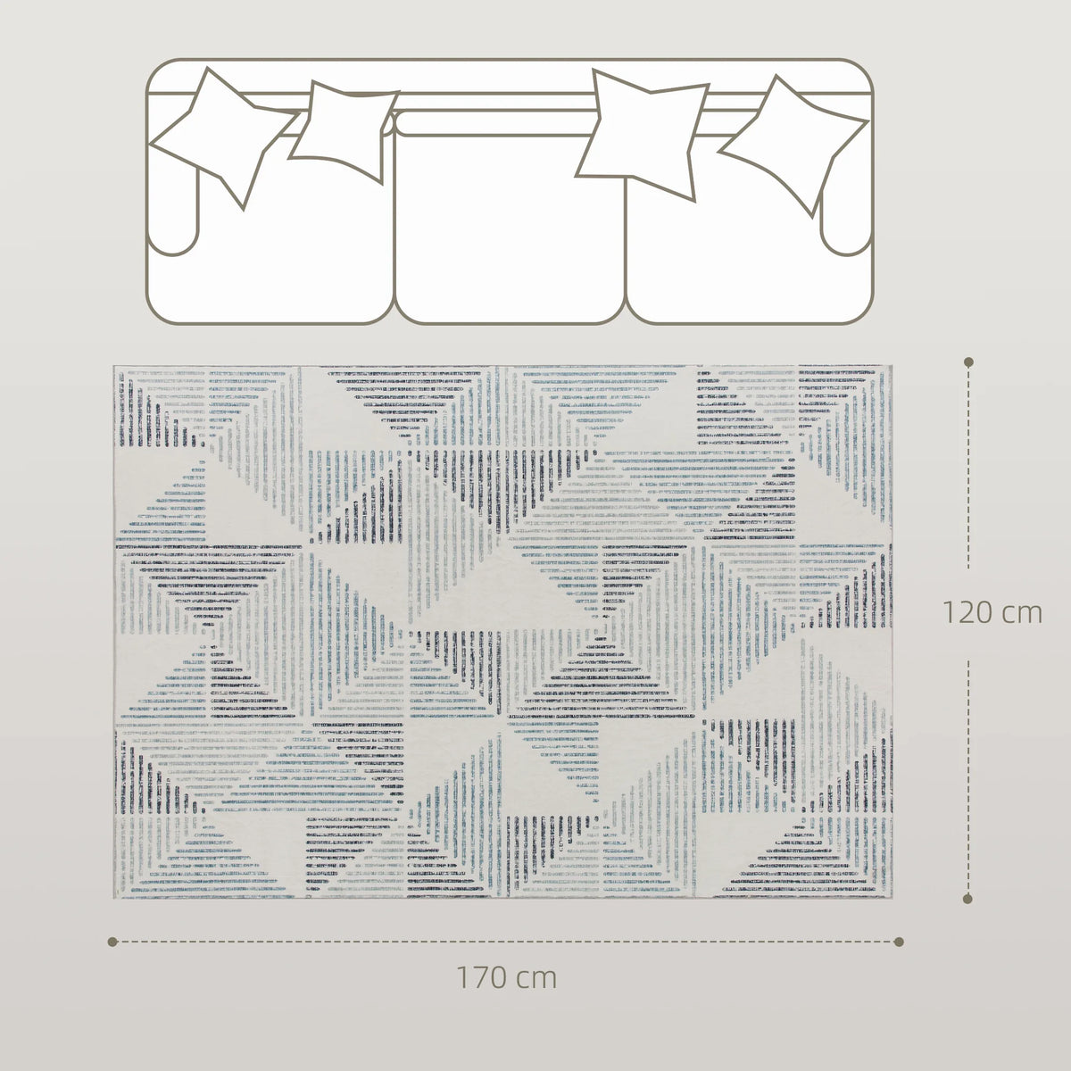 HOMCOM Modern Area Rug, Geometric Pattern Non-Slip Washable Rug, Soft Floor Carpet for Living Room, Bedroom, Dining Room, Home Office, 170 x 120 cm, Multi-Coloured