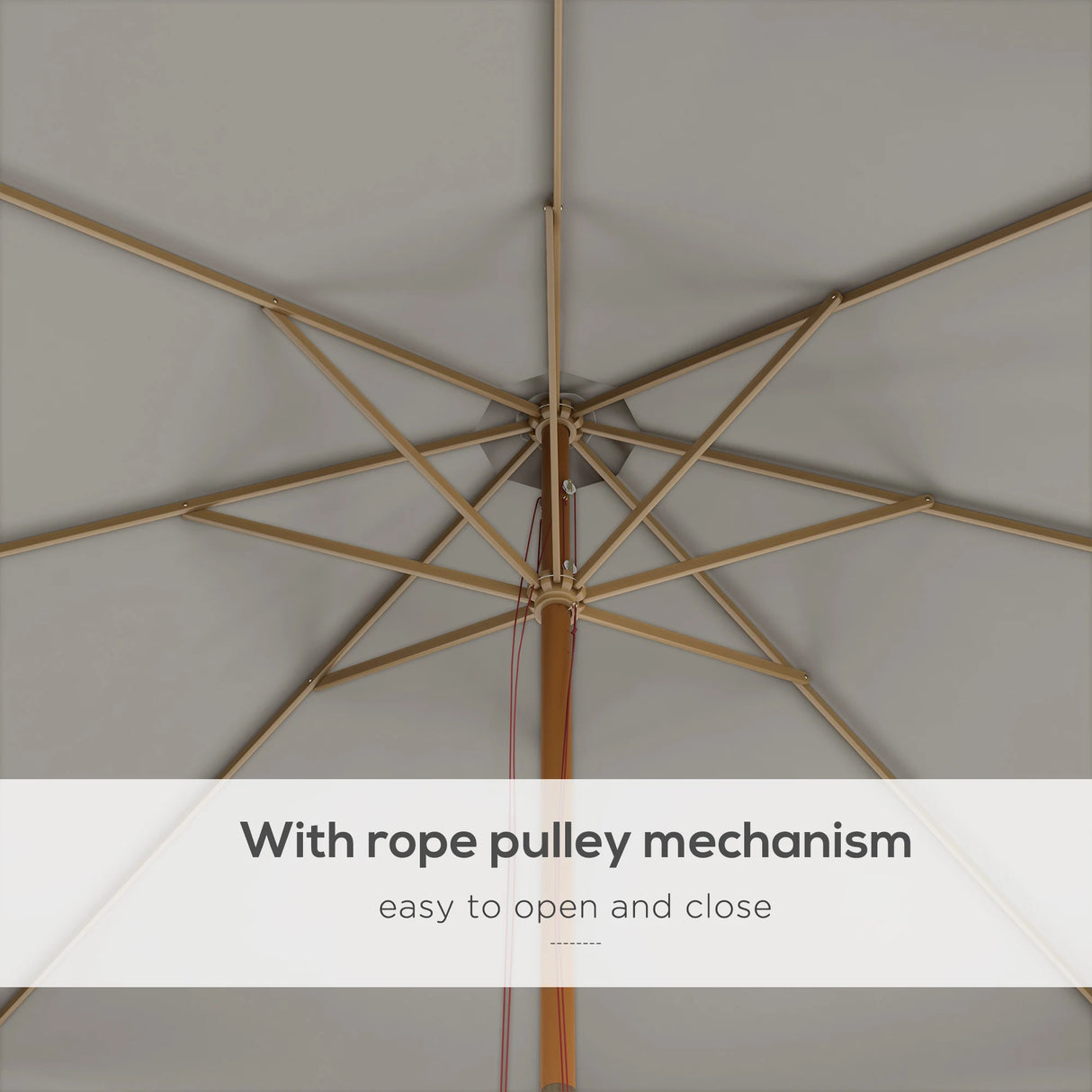 Outsunny 3.3m Elegant Wooden Parasol - Grey