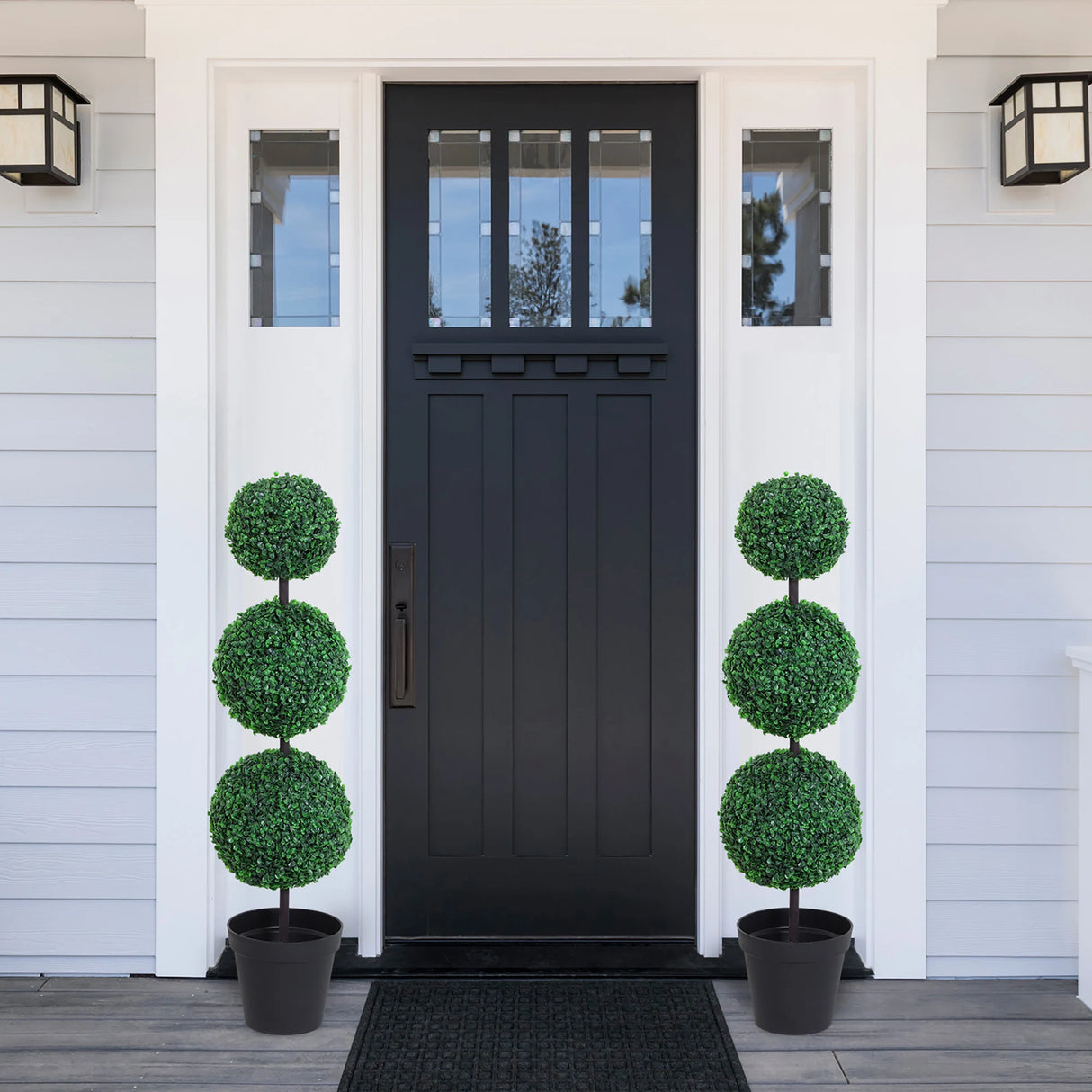 Outsunny Artificial Plants Honeysuckle Flower in Pot Fake Plants with Curved Boots for Indoor 15x15x150cm White