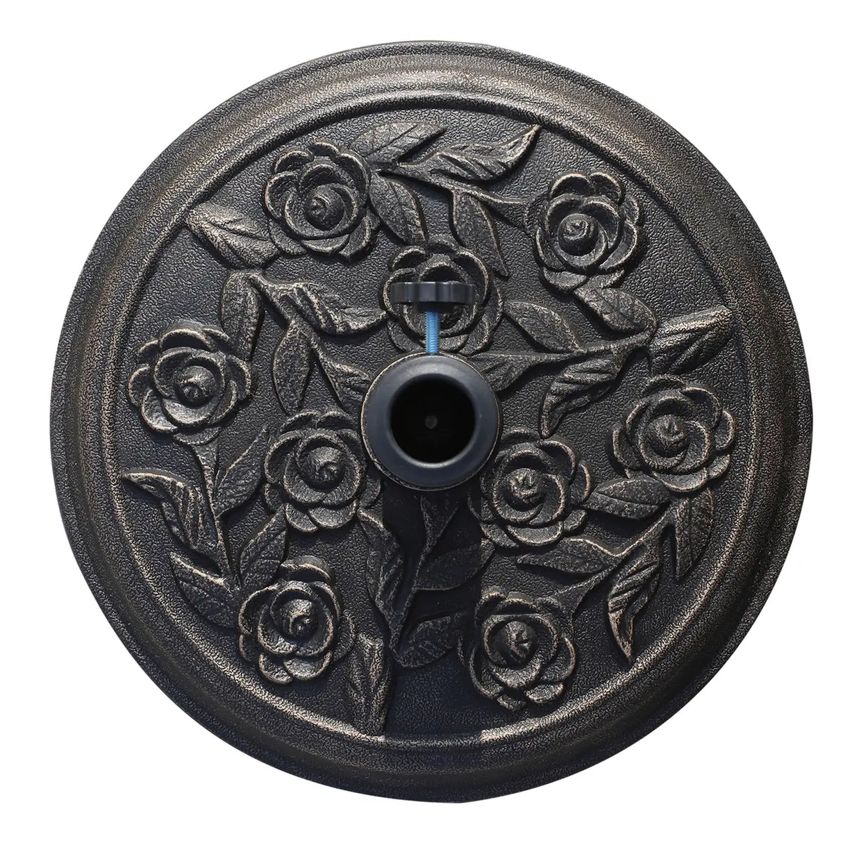 Outsunny 9kg Garden Parasol Base, Round Resin Cast Iron Effect Sun Umbrella Base, Outdoor Umbrella Stand for 38mm or 48mm Outdoor Umbrella Poles, Bronze Tone