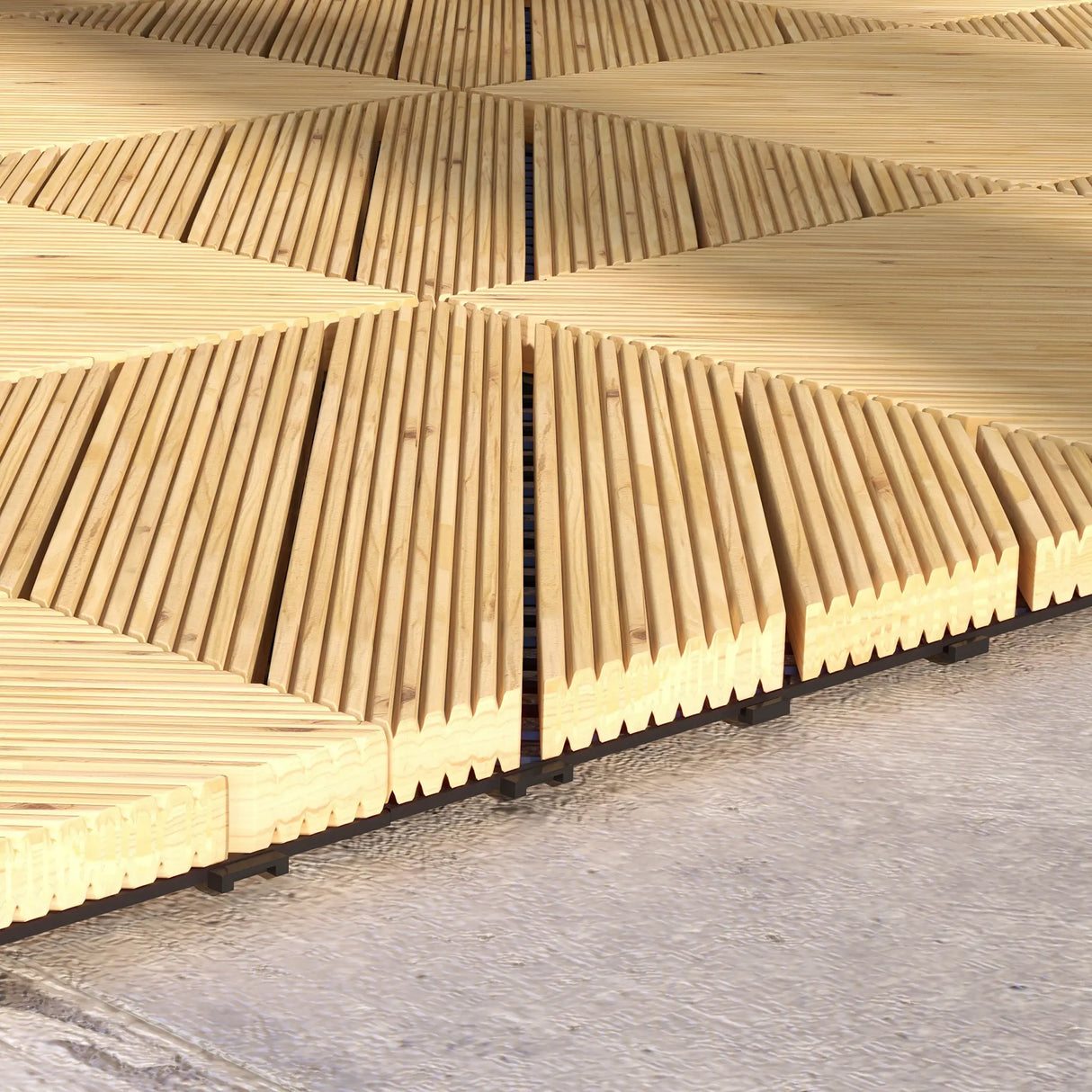 Outsunny 27 Pcs Wooden Interlocking Decking Tiles, 30 x 30 cm Anti-slip Outdoor Flooring Tiles, 0.81 per Pack, All Weather Use for Patio, Balcony, Terrace, Hot Tub, Yellow