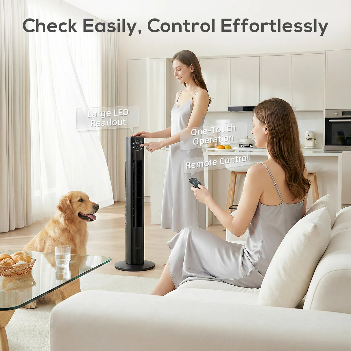 HOMCOM 28dB Tower Fan for Bedroom, 36 inch, 8 m/s Velocity Standing Cooling Fan with 80 Oscillating, BLDC Motor, 12 Speeds, LED Display, 4 Modes, 12H Timer, Remote Control, Black