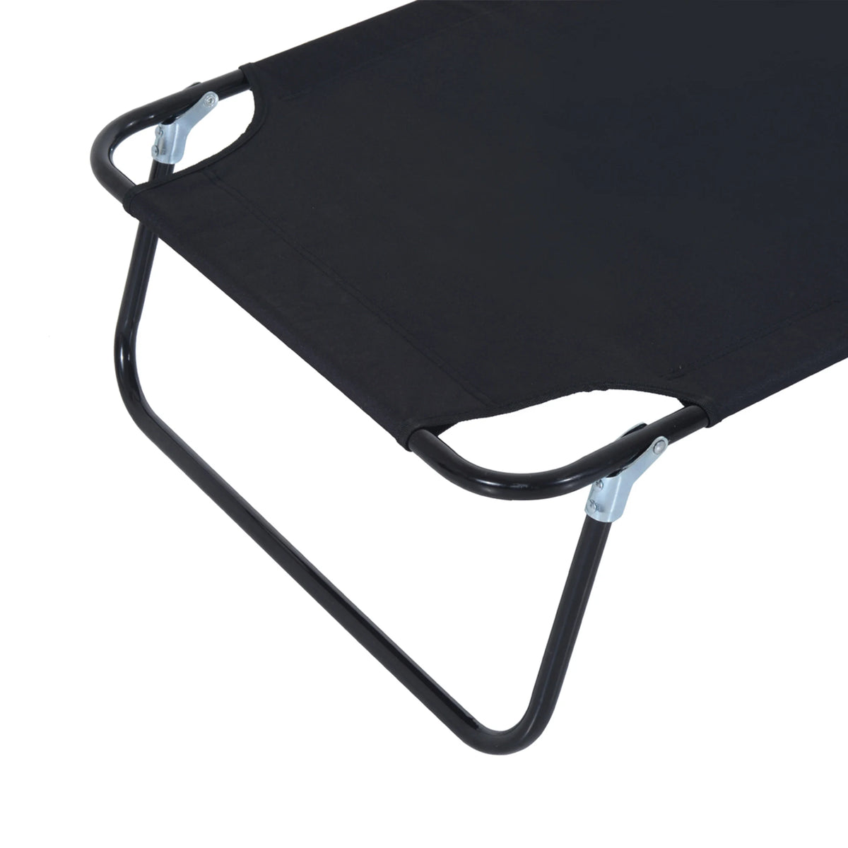 Outsunny Outdoor Folding Sun Lounger with Face Hole, 4 Level Adjustable Backrest Reclining Garden Lounger, Garden Recliner Sunbed with 600 D Oxford Cloth Seat and Pillow for Beach, Black