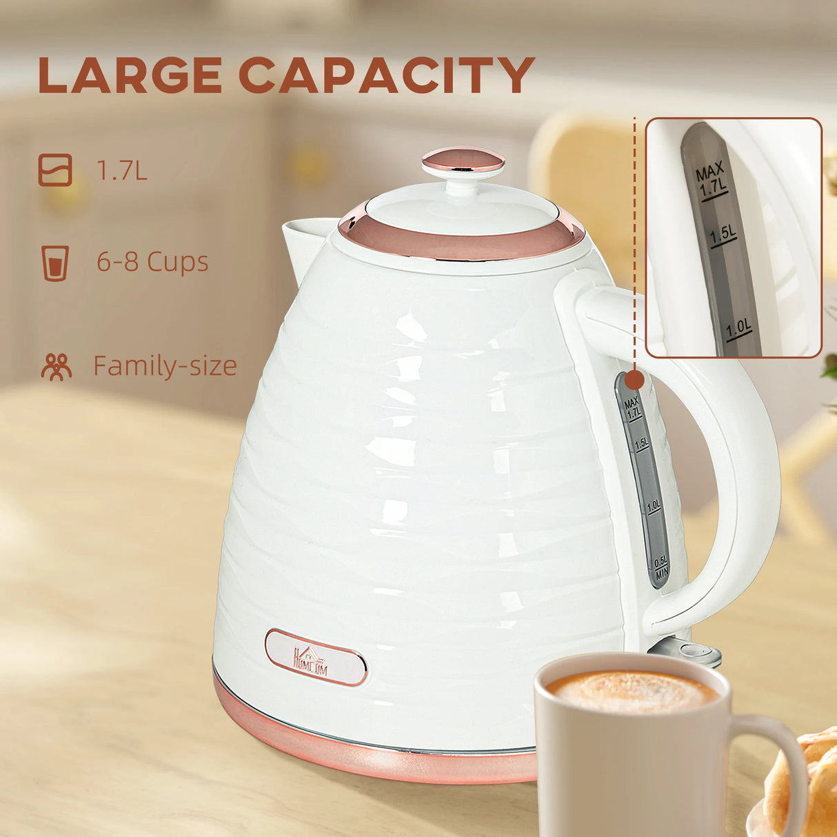 HOMCOM 3kW Rapid Boil Honeycomb Kettle - Cream