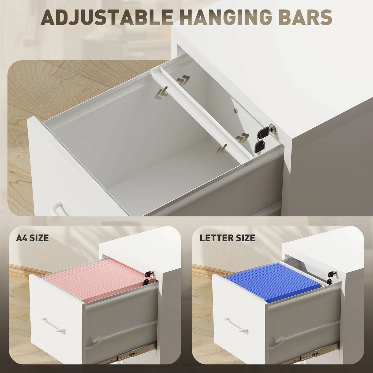 HOMCOM Four-Drawer Modern Steel Filing Cabinet - White