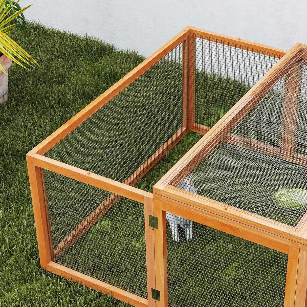 PawHut Big Hutches for Rabbits - 6ft Wooden Spacious Outdoor Rabbit Hutch for Pet Rabbits, Natural Wood