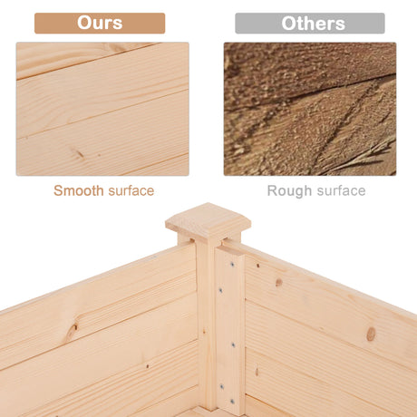 Outsunny Garden Wooden Planters14 Non-Woven Fabric, Rectangular Raised Bed,Fir Wood14Indoor/Outdoor, 122.5Lx56.5Wx76H cm