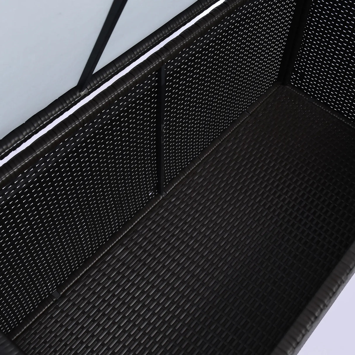 Outsunny 284 L Rattan Garden Storage Box, Outdoor Garden Storage Box with Gas Lift and Lockable Lid, Outdoor Wicker Rattan Chest Container for Garden Tools, 118 x 54 x 59 cm, Dark Brown