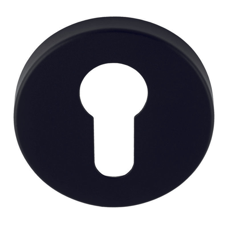 ESCUTCHEON - EURO PROFILE - PUSH-ON ROUND ROSE - MATT BLACK - EACH