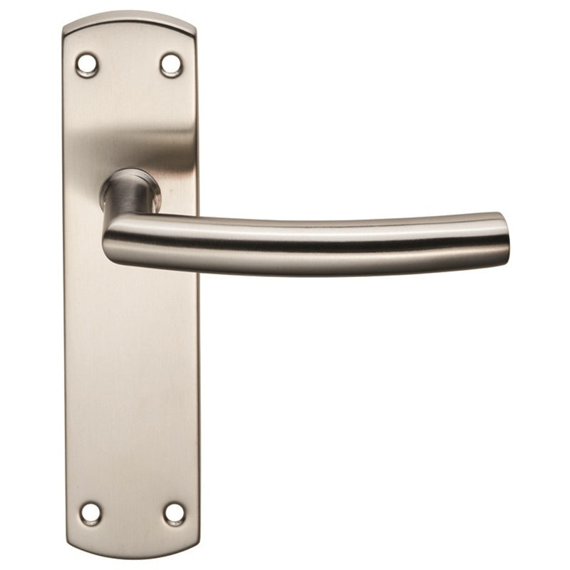 ARCHED LEVER ON FACE-FIX BACKPLATE - LATCH - SATIN STAINLESS STEEL - SET