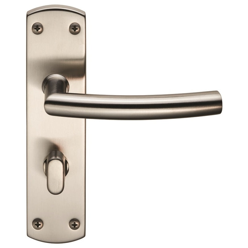 ARCHED LEVER ON FACE-FIX BACKPLATE - BATHROOM 57MM - SATIN STAINLESS STEEL - SET