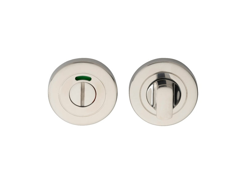 TURN & RELEASE - 5MM SPINDLE - PUSH-ON ROUND ROSE - OPTIONAL INDICATOR - BRIGHT STAINLESS STEEL - SET