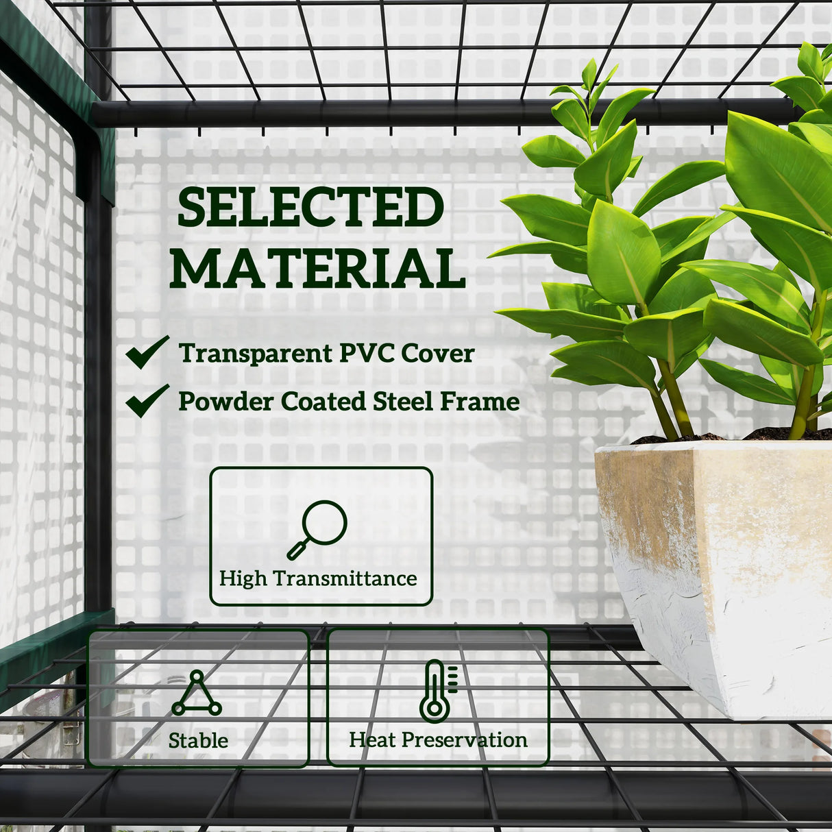 Outsunny 193cm Five Shelf Mini Greenhouse - White