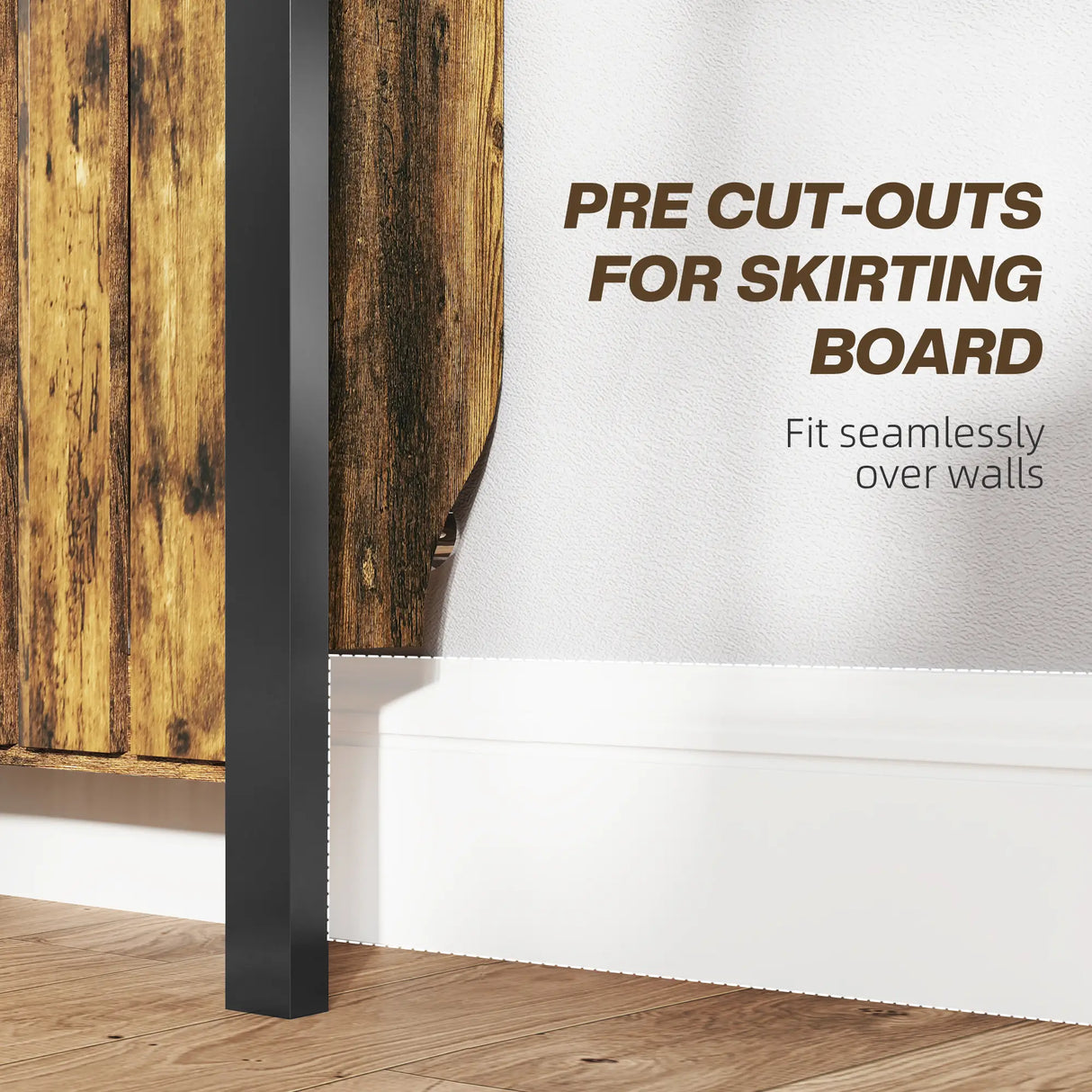 HOMCOM 93 x 88.5cm Rustic-Look Radiator Cover - Brown/Black