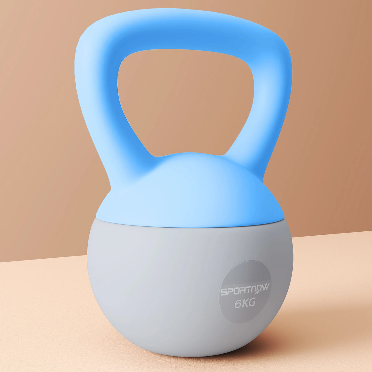 SPORTNOW 6KG Soft Kettlebell, Kettlebell with Non-Slip Handle for Home Gym, Weight Lifting, Strength Training, Light Blue/Grey